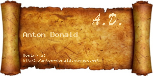 Anton Donald névjegykártya